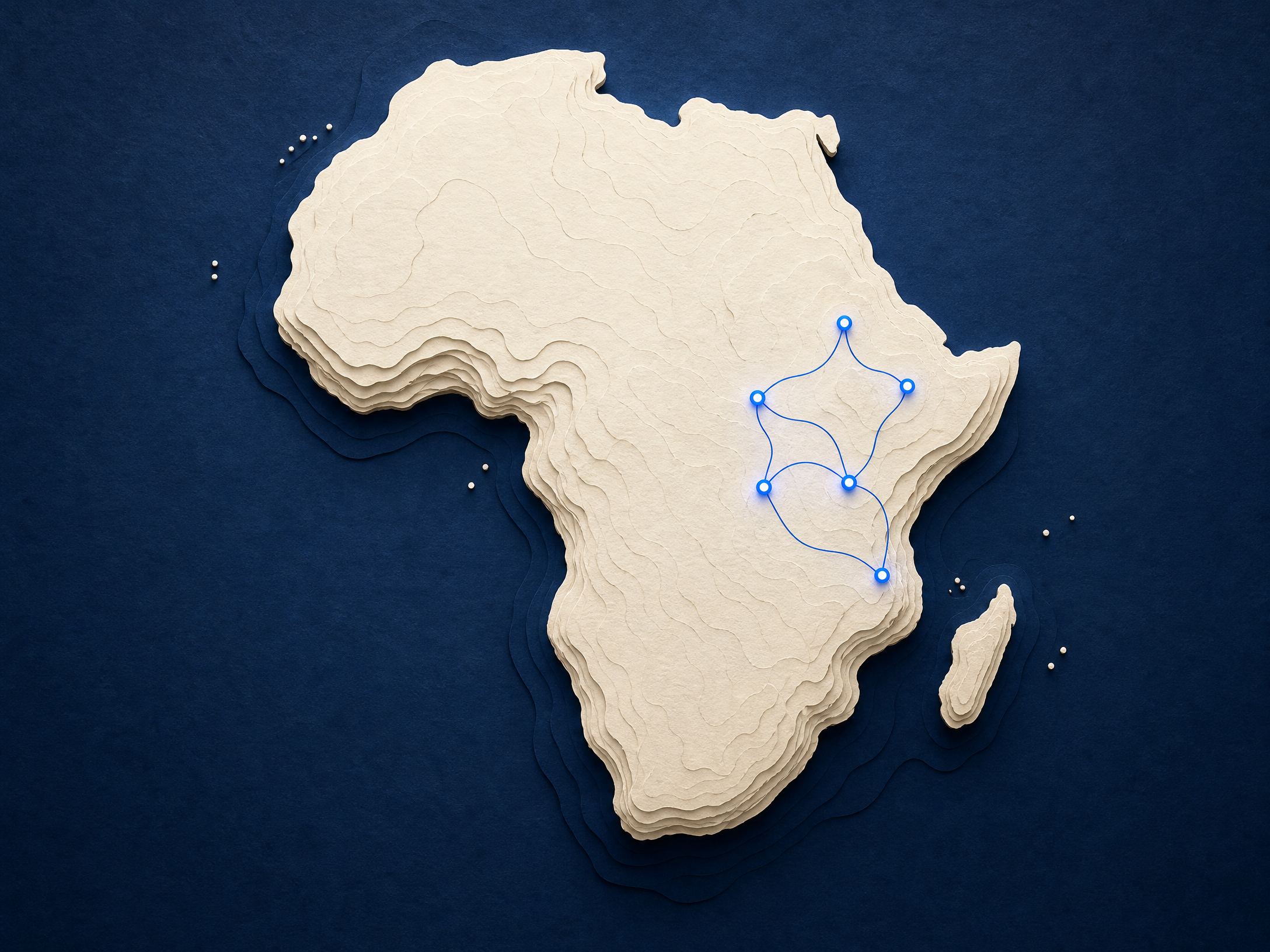 Africa route map connecting Hokela markets